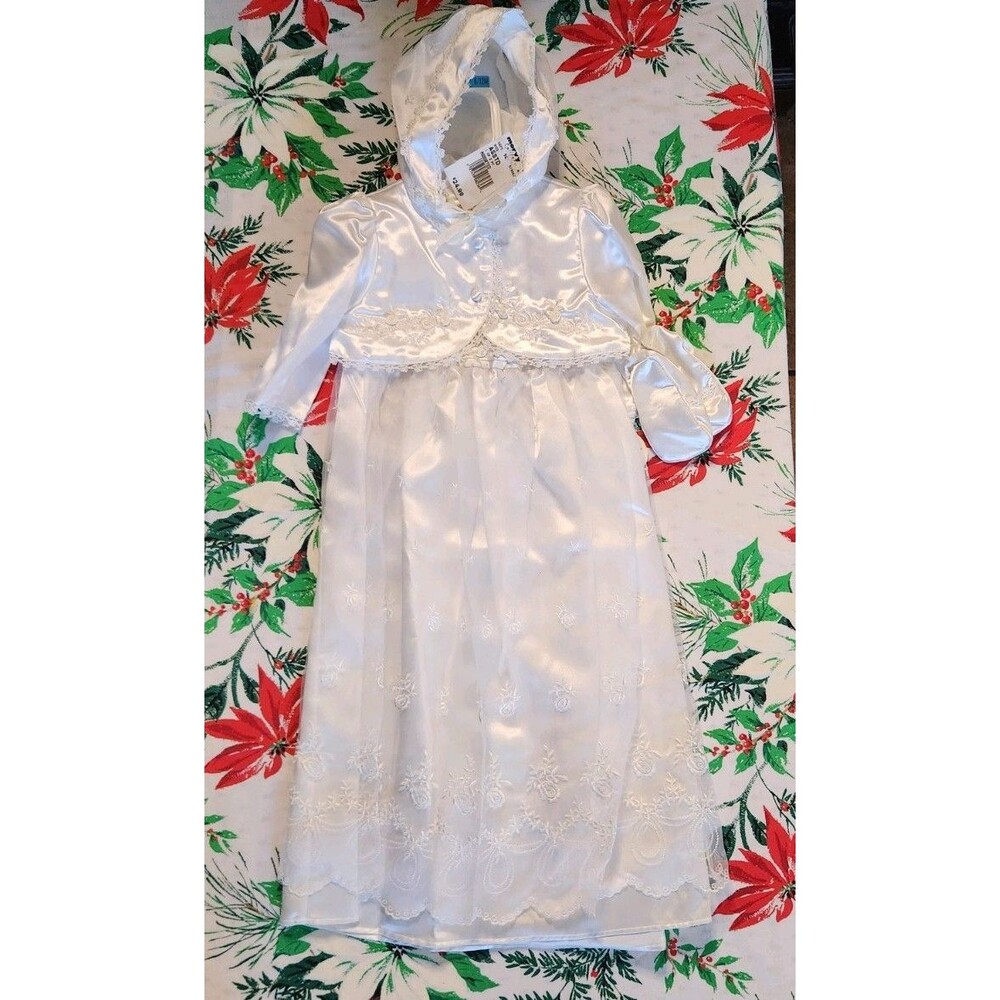 Mervyn's Baby Grand Baptism Christening Gown Dress Bonnet 6-12 mos